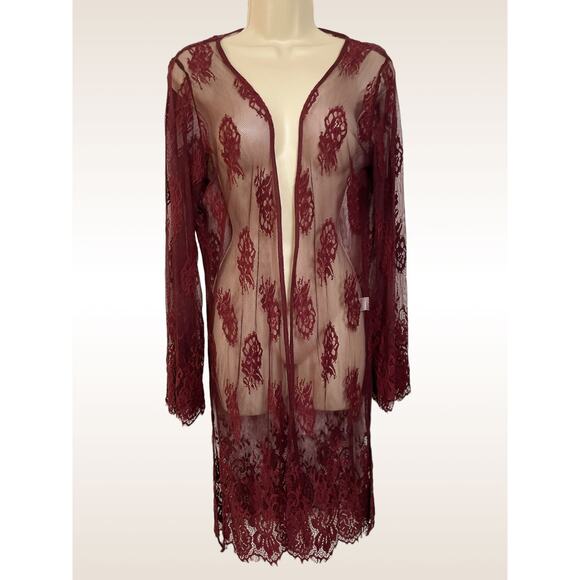 Holiday Outfit Maker! Wine Lace Duster, Shinestar, Ladies Large - Picture 1 of 5